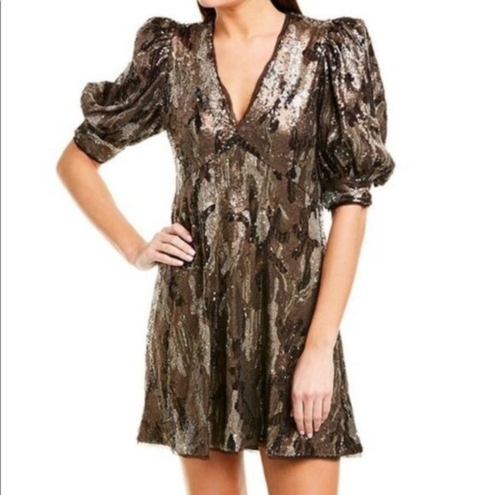 ZADIG & VOLTAIRE ROYALS SEQUIN CAMOUFLAGE KAKI DRESS SIZE S NWT